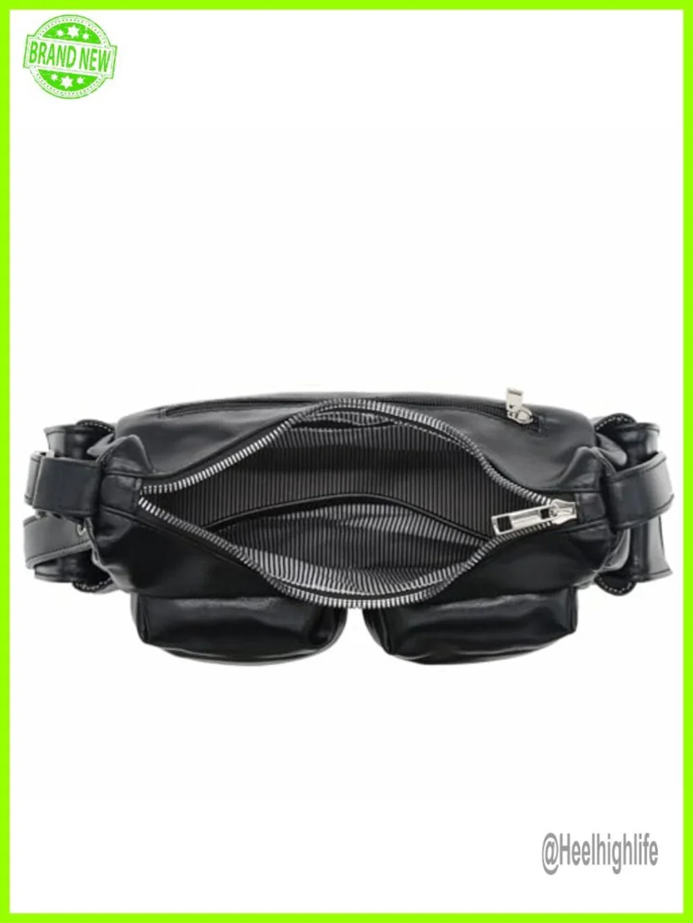 Glossy PU Leather Multi Pocket Shoulder Bag Hobo